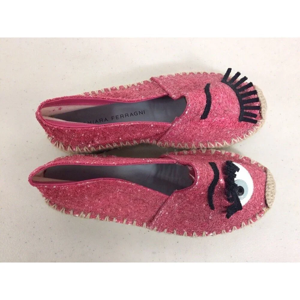 CHIARA FERRAGNI Pink Canvas Sneaker Shoes Womens 36